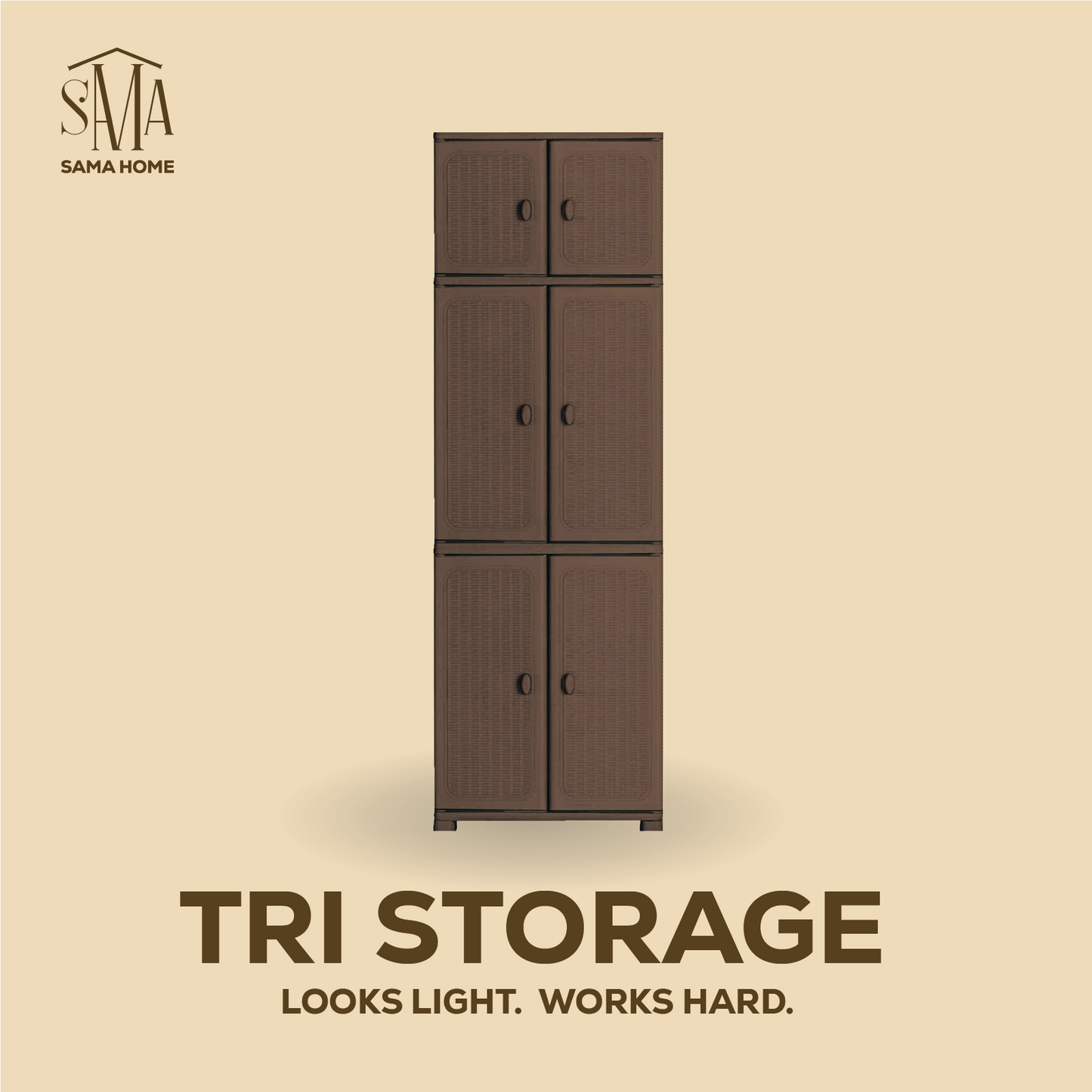 Sama Home Tri-Section Storage Cabinet Triple the Space. Zero Clutter.