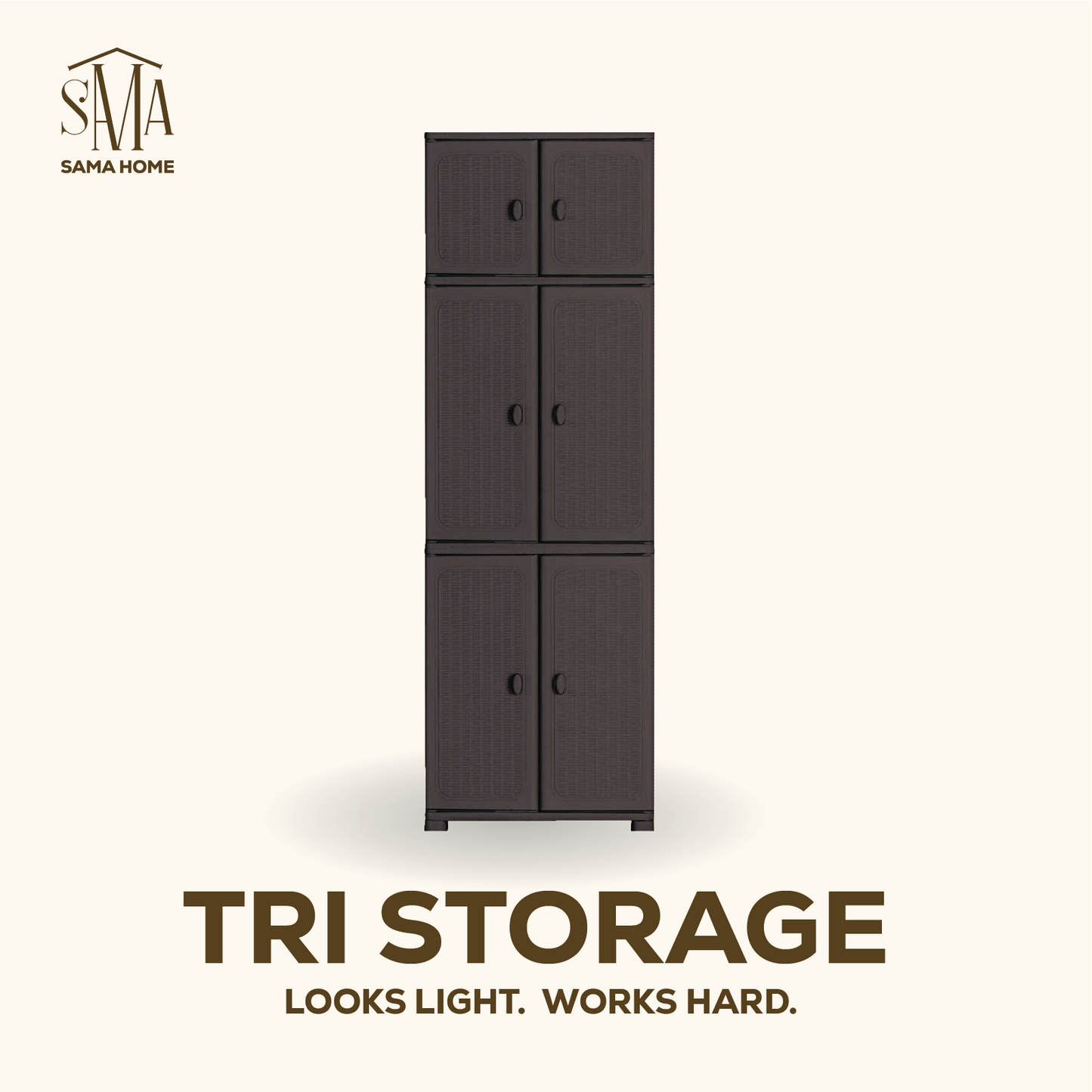 Sama Home Tri-Section Storage Cabinet Triple the Space. Zero Clutter.