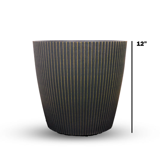 Luxe Black & Gold 12" Vertical Line Planter