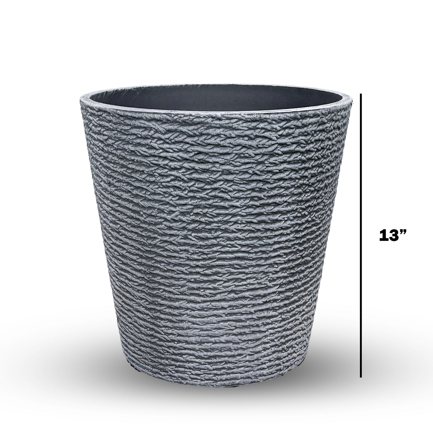 Textured Stone-Look 13" Gray Planter