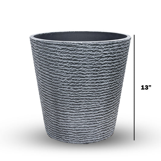 Textured Stone-Look 13" Gray Planter