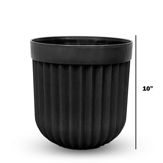 Modern Ribbed 10" Planter – Black