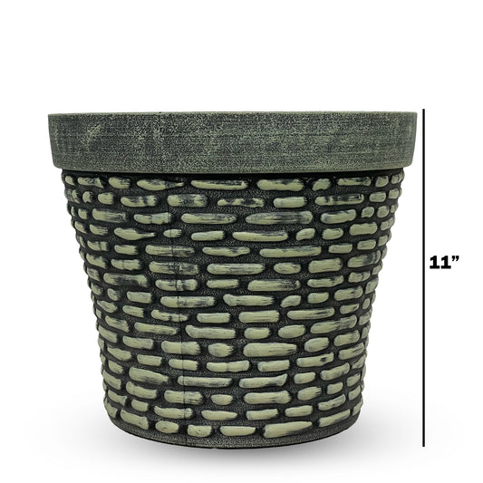 Rustic Stone-Inspired 11" Planter