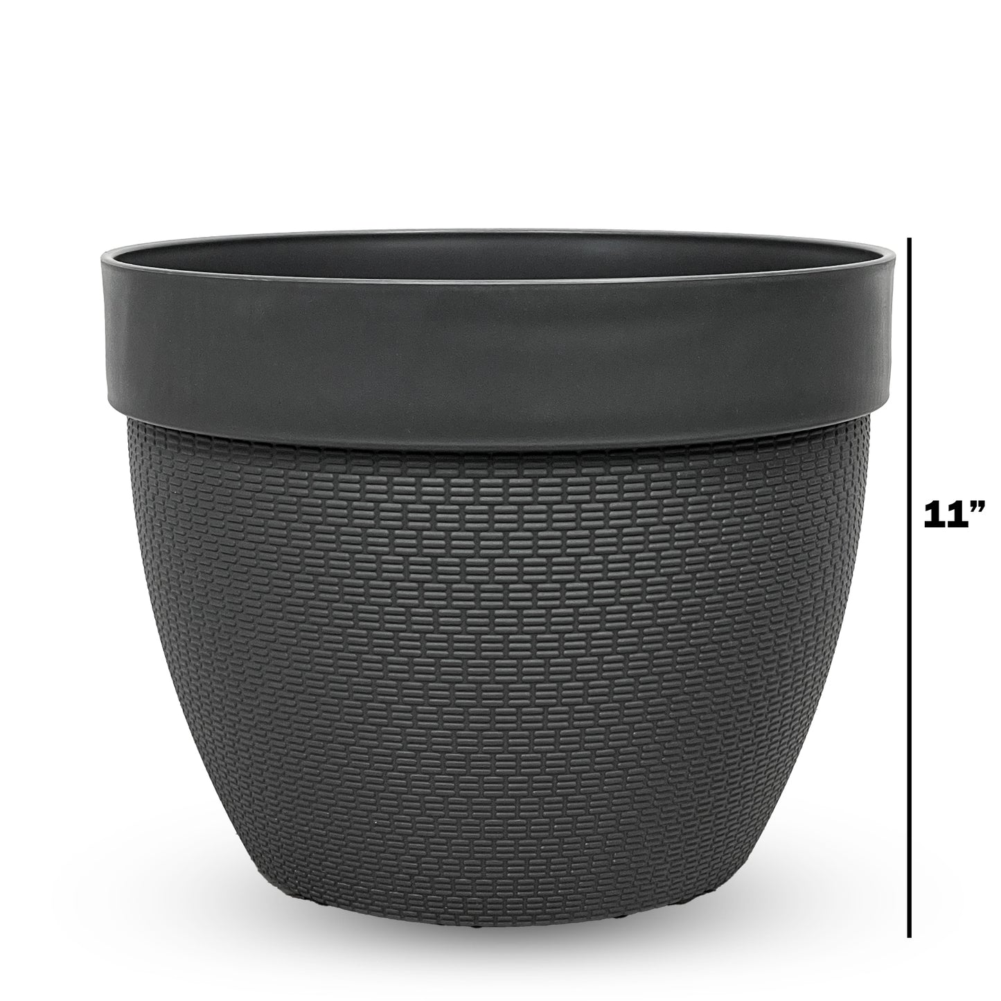 Matte Black Woven-Texture 11" Planter