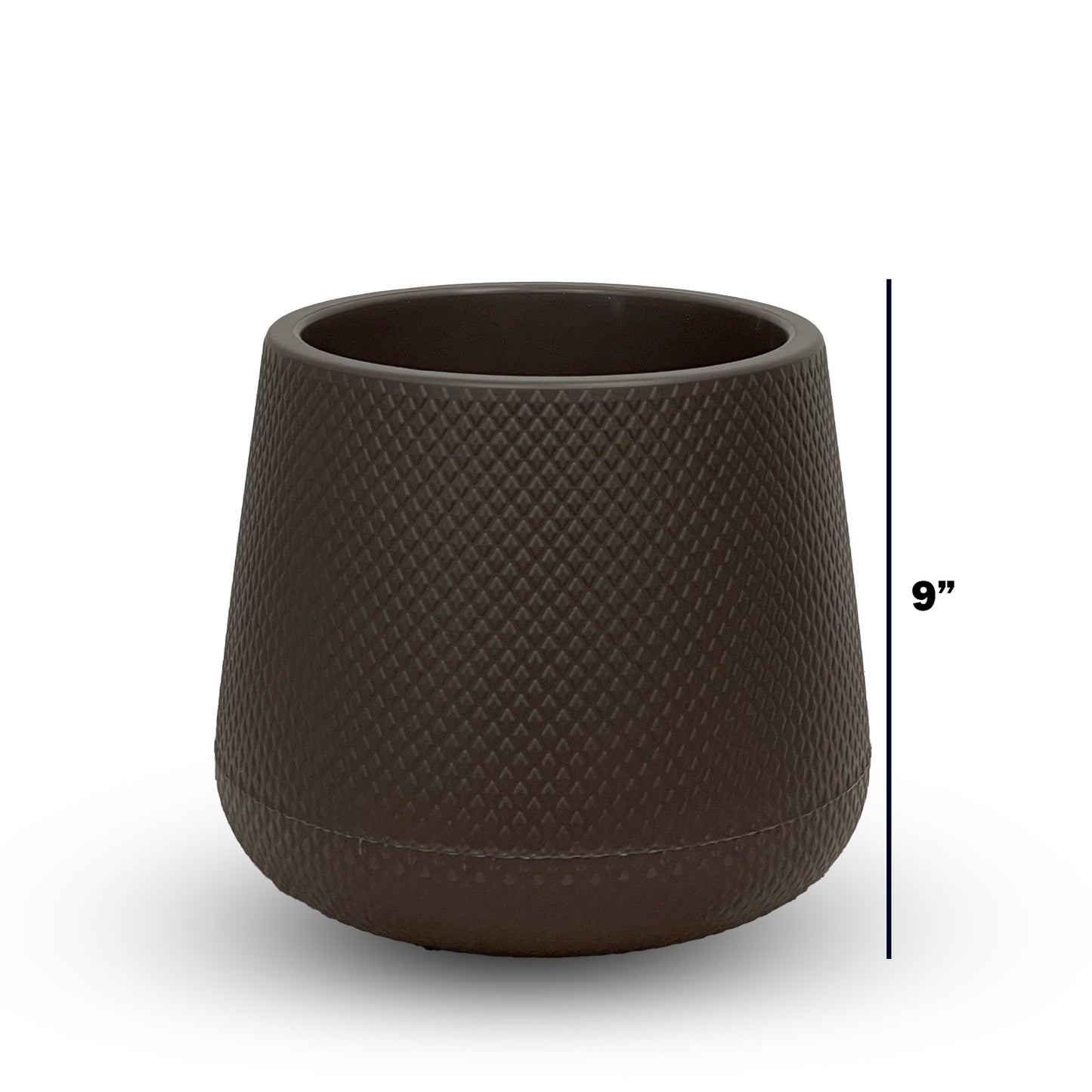 9" Tapered Chocolate Diamond-Texture Planter