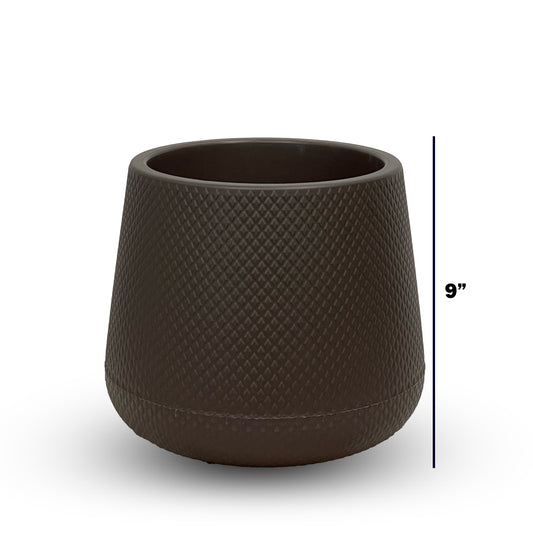 9" Tapered Chocolate Diamond-Texture Planter