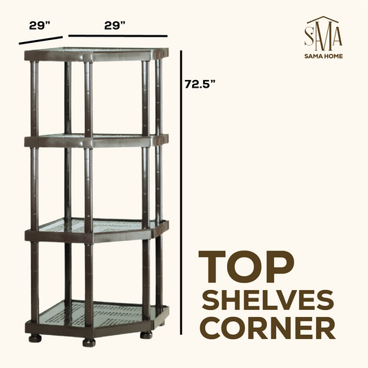 Sama Home Corner 4-Tier Shelving Unit Lean In. Store More.