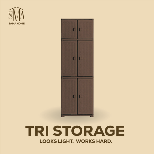 Sama Home Tri-Section Storage Cabinet Triple the Space. Zero Clutter.