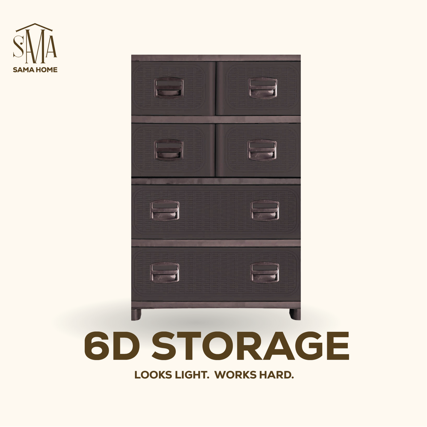 Sama Home 6D Stackable Drawer Chest / Petra (4 Rock)