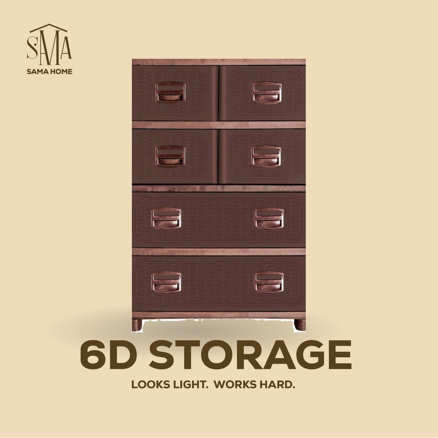 Sama Home 6D Stackable Drawer Chest / Petra (4 Rock)