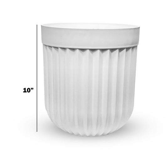 Modern Ribbed 12" Planter White