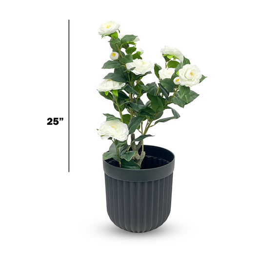 White Rose Tree – 25" Elegant Floral Accent