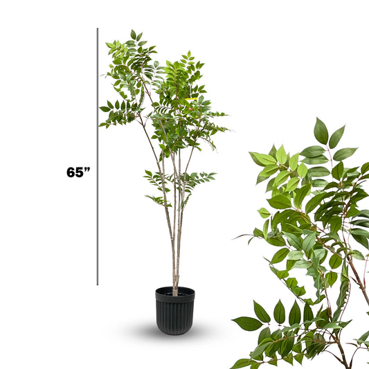 Faux Green Branch Tree – 65" Natural-Look Indoor Plant
