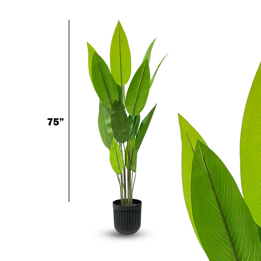 Faux Banana Leaf Plant – 75" Extra-Tall Tropical Decor